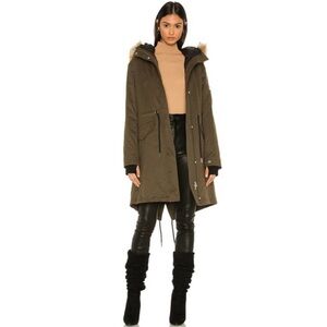 SOIA & KYO Elloise 3 in 1 Hooded Parka Jacket in Army Size S Like New